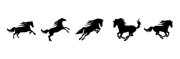 A collection of running horse silhouettes