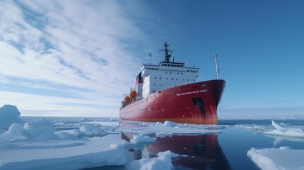 Research Vessel in Arctic Sea