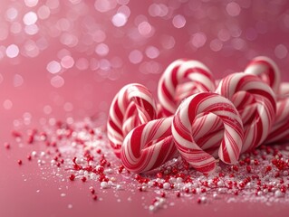 Celebrate the Season with Joyful Candy Canes - Festive Holiday Illustration with Editable Space for Cheerful Atmosphere