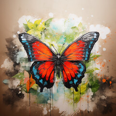 Beautiful butterfly colors art painting illustration