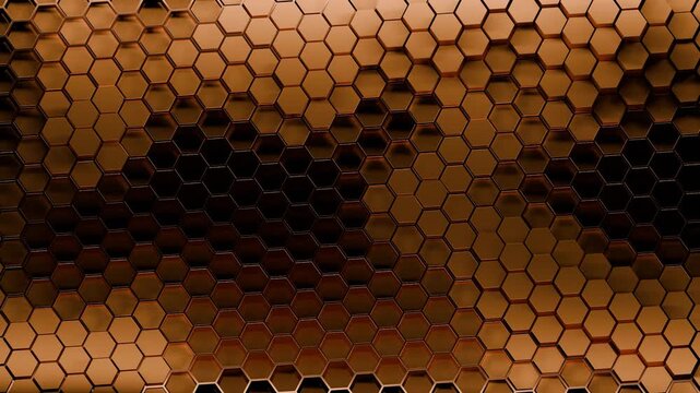 A captivating copper hexagonal honeycomb pattern designed as a stunning background. Design