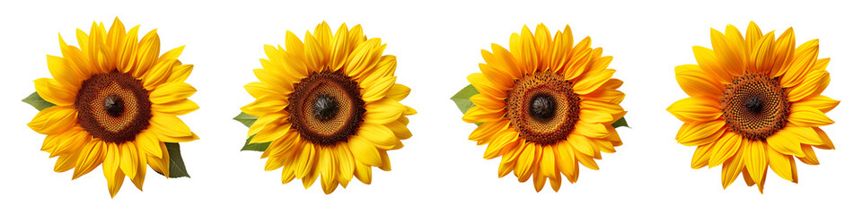 Fototapeta premium Single Sunflower collection isolated on transparent background