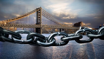 Naklejka premium Strength in Steel: Close-Up of Metal Chain Links