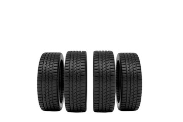 four car tires stacked