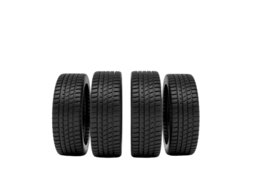 four car tires stacked