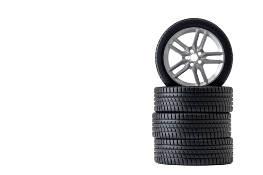 four car tires stacked