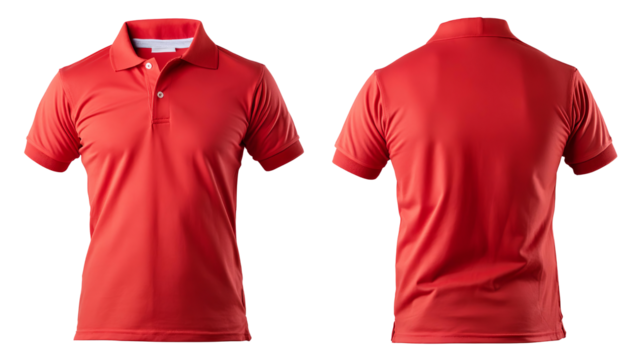 Red Polo - Shirt Mockup for Product Design - T-shirt Template for Logo Placement and Branding - Template for Company Shirt and Work Clothing - Presentation Background for Corporate Identity 