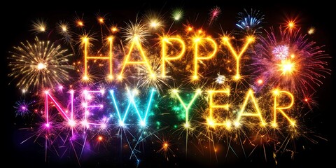New Years Day celebration with fireworks and confetti