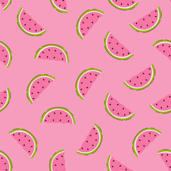 Simple seamless pattern with watermelon slices. Vector graphics.