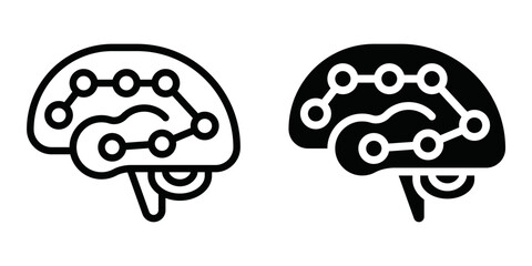 Neural Network editable stroke and solid web icon set. Neural Network icon vector illustration. 