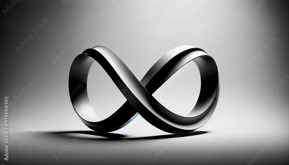 Wall mural the infinity symbol capturing the elegance of simplicity in black and white tones.