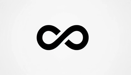 Fototapeta premium Black infinity symbol centered on a clean white background. 