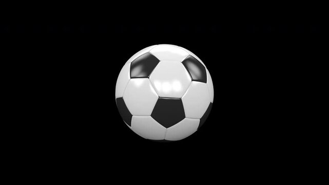 Soccer ball spinning on transparent background. Seamless looping animation in QuickTime ProRes 4444 format