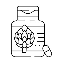 tablets artichoke line icon vector. tablets artichoke sign. isolated contour symbol black illustration