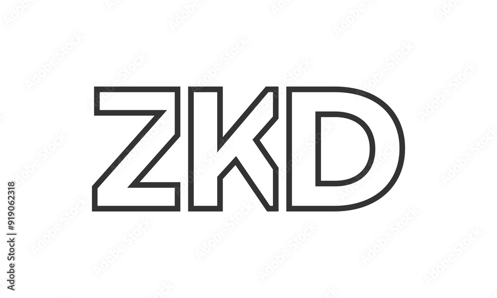 Poster ZKD logo design template with strong and modern bold text. Initial based vector logotype featuring simple and minimal typography. Trendy company identity.