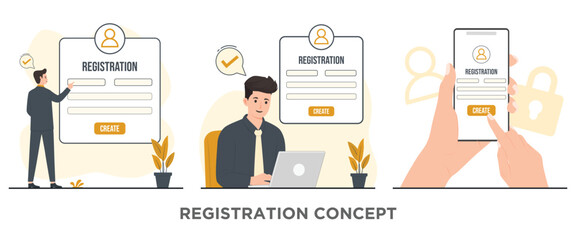 website registration vector concept create account login illustration 