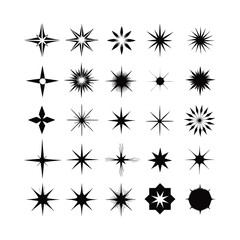 Christmas theme black starburst icons collection.