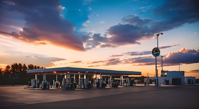 Gas Station at Sunset