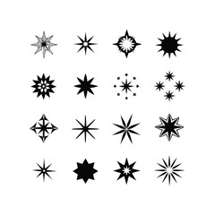 Christmas theme black starburst icons collection.