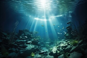 Fototapeta premium Underwater Lights: Capture the underwater lighting effects beneath the surface.