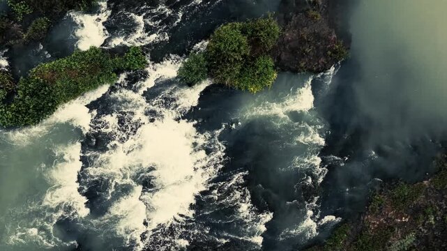 Drone footage at Buon Ma Thuot waterfall in the day in the Dak Lak Region of Vietnam