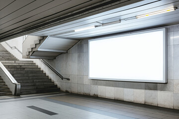 Fototapeta premium Mockup, large billboard in the subway