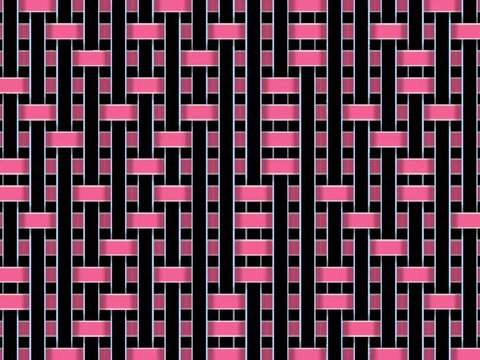 Black and pink abstract art of horizontal and vertical lines moving irregularly.	