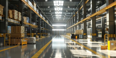 Obraz premium Warehouse Interior: A Glimpse into the Heart of Industry