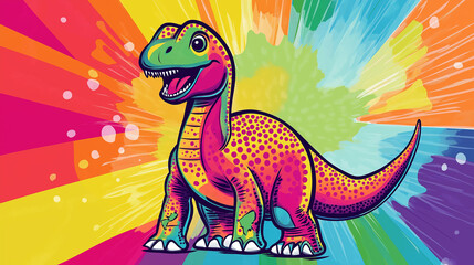 Obraz premium Pop art concept dinosaur. Colorful background in pop art retro comic style. 