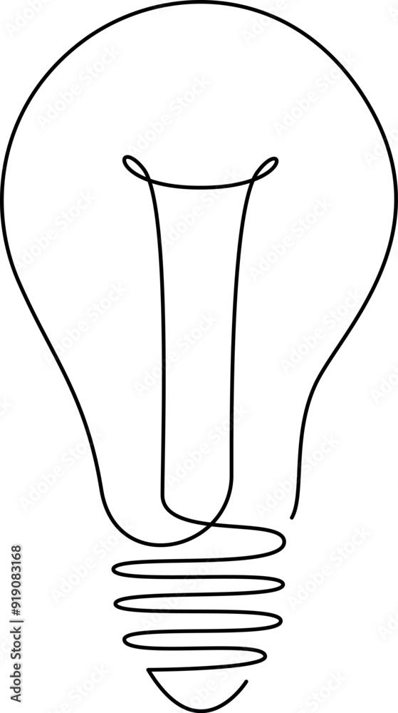 Wall mural light bulb continuous one line drawing. single line vector illustration with editable stroke.