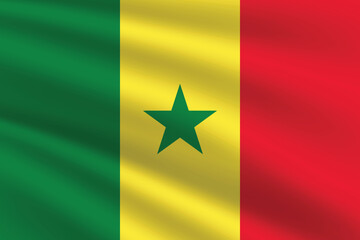 Naklejka premium National Flag of Senegal. Senegal Flag. Waving Senegal flag. 