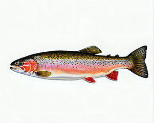 Fototapeta premium Rainbow trout on white 
