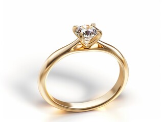 A gold ring with a diamond on a white isolated background, in the vector illustration style.