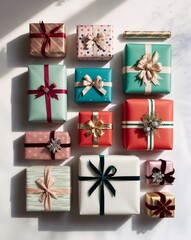 Christmas gift boxes with ribbon