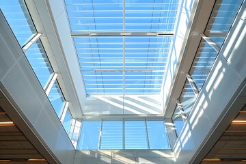 Modern Architectural Skylight with Clear Blue Sky View