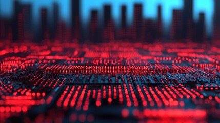 Obraz premium Futuristic Digital Urban Innovations for Economic Solutions with Copy Space in 8K High Detail Resolution