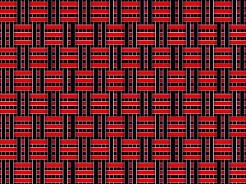 Black and red abstract art of horizontal and vertical lines moving irregularly.