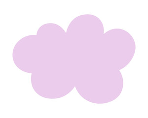 Cumulus pink cloud. Sunset sky. Color vector illustration. Isolated white background. Celestial object. Small cloud. Flat style. Idea for web design.