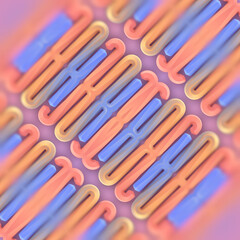 Digital illustration with a symmetrical pattern of a series of stylized wavy lines. 3d rendering