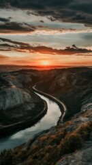 Naklejka premium sunrise over the river