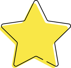 One continuous line drawing of yellow star on white background. Black thin line of star icon. Vector illustration, editable stroke.
