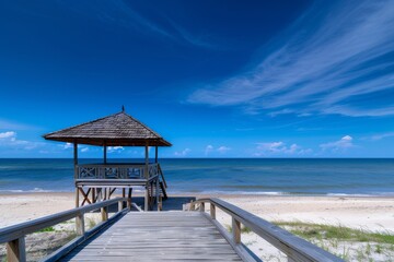 Fototapeta premium Redcliffe - Jetty on Moreton Bay. Beautiful simple AI generated image in 4K, unique.