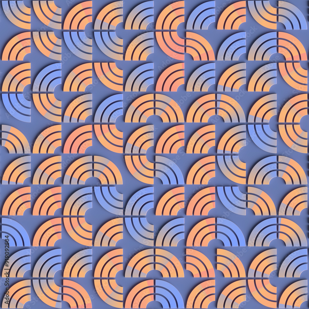 Aufkleber Digital pattern illustration consisting of abstract undulating lines resembling sound waves. 3d rendering