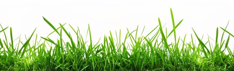 Fototapeta premium Green grass isolated on white background, vector illustration, flat design, natural, bright colors, website banner