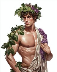 Illustration of Dionysus on a white background