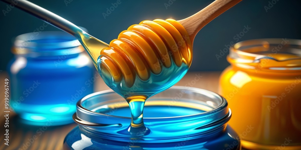 Wall mural honey in a jar and spoon