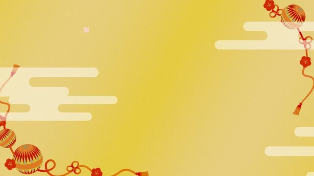 手毬と工霞の和風ループ動画　ゴールド