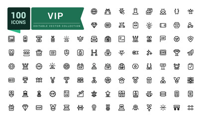 VIP icons set. Outline set of VIP Person vector icons. Pixel perfect, minimalistic web and UI icon. Outline icon collections. Editable vector illustration.