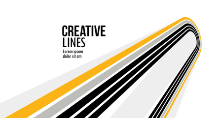 3D lines in motion vector abstract background, creative and dimensional curved stripes dynamic composition, motion and technology.