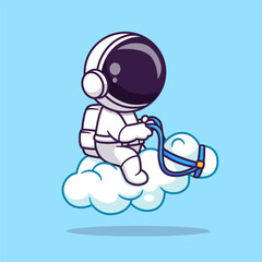 Fototapeta premium Cute Astronaut Riding Cloud Horse Cartoon Vector Icon Illustration Science Technology Icon Concept Isolated Premium Vector. Flat Cartoon Style